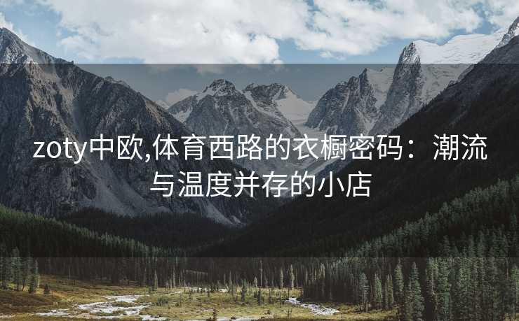 zoty中欧,体育西路的衣橱密码：潮流与温度并存的小店